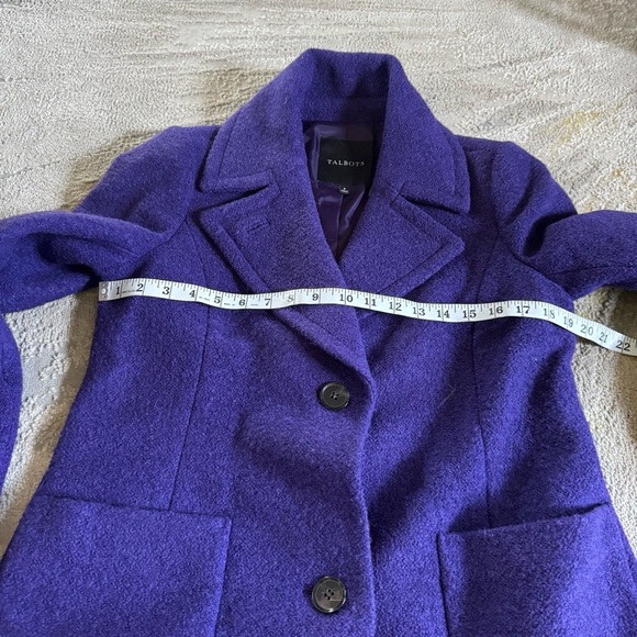 Talbots Purple Italian Wool Blend Long Coat peacoat Classic 8 - Picture 7 of 9
